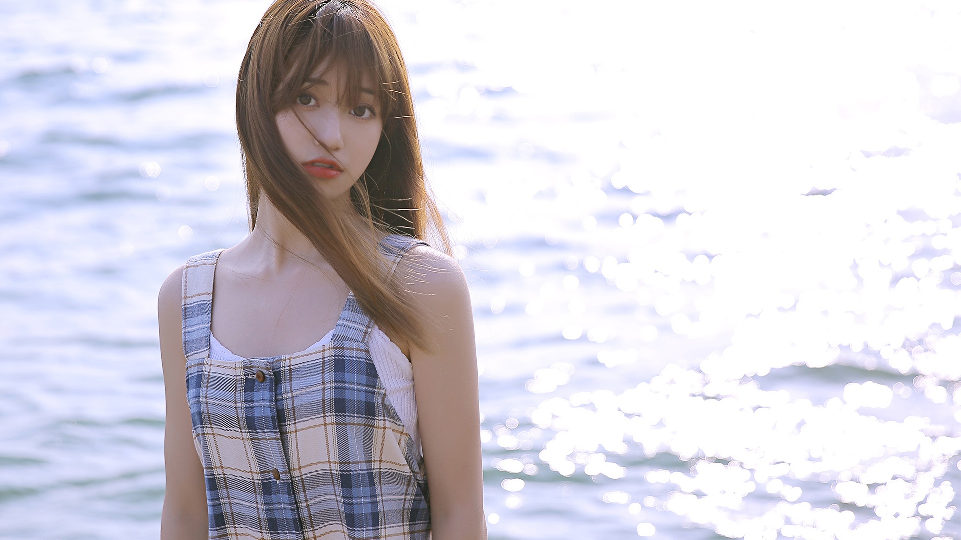 清纯长美女海边高清桌面壁纸壁纸【5】