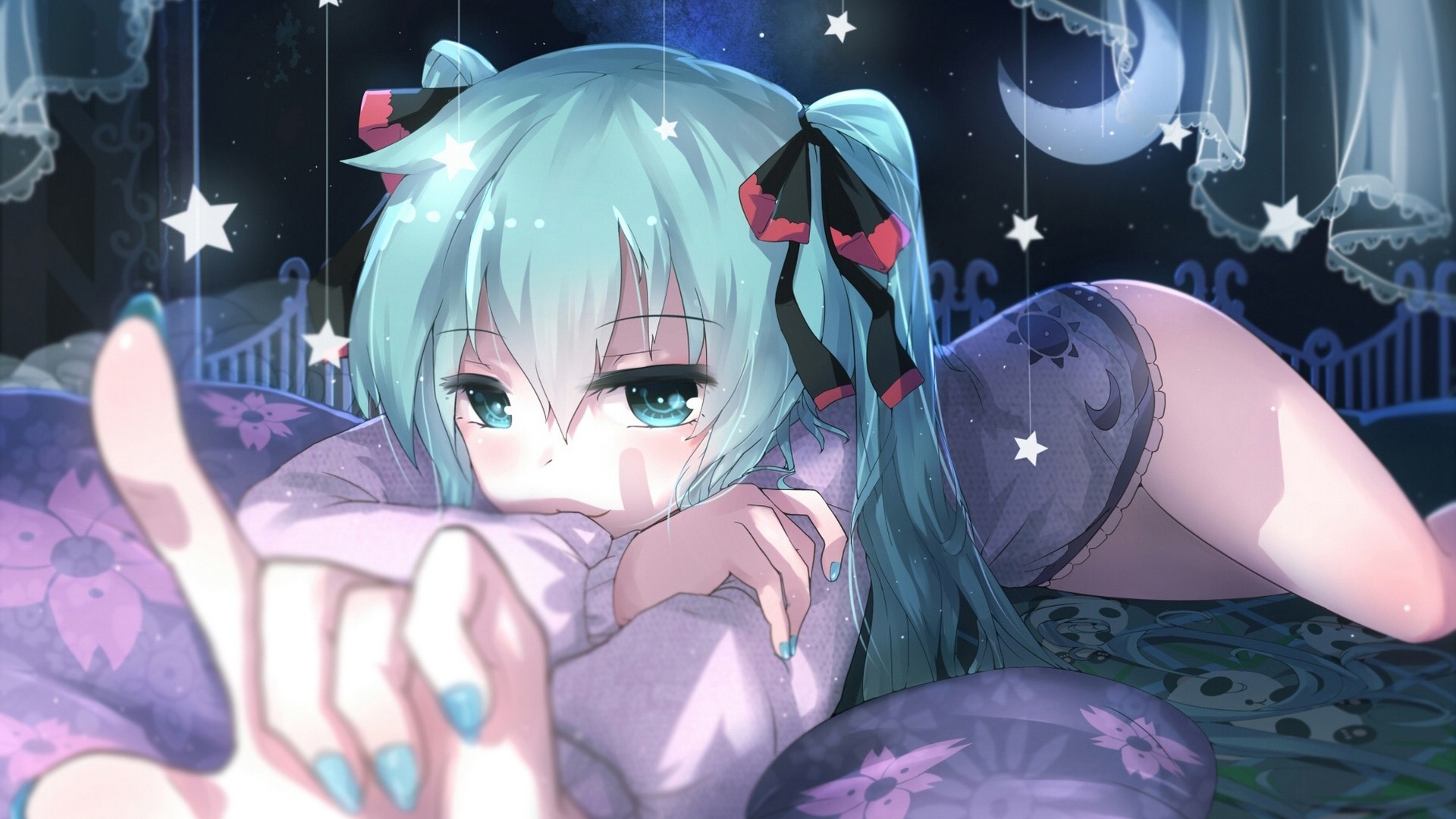 仙雅女孩初音未来看微笑月亮星星窗帘可爱动漫图片壁纸壁纸仙雅壁纸图片 桌面壁纸图片 壁纸下载 元气壁纸